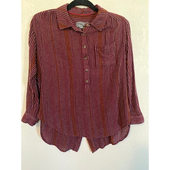 Anthropologie Isadora Long Sleeve Striped Button-Back Popover Tunic Top Size XS - Picture 2 of 8